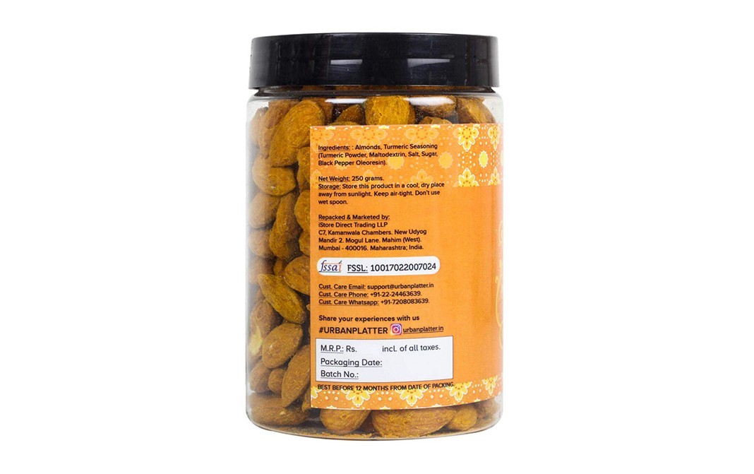 Urban Platter Turmeric Pepper Almonds    Plastic Jar  250 grams
